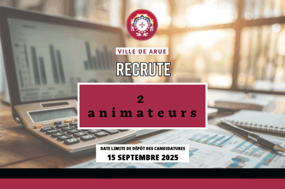 La commune de Arue recrute  2 animateurs