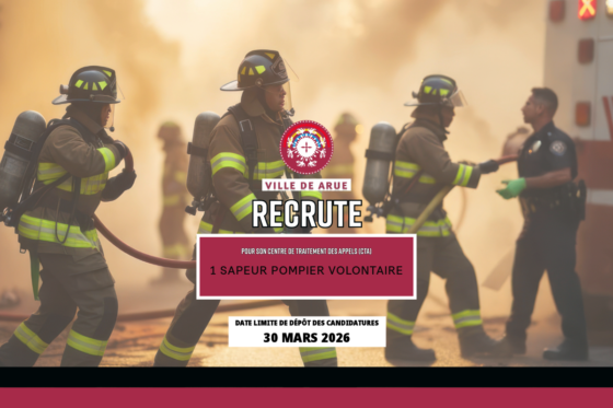Arue recrute un sapeur-pompier volontaire pour le CTA